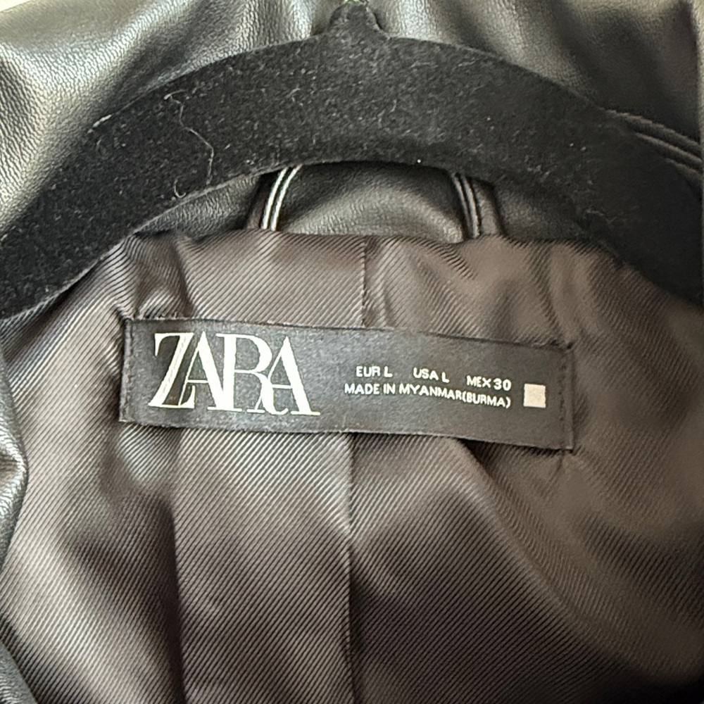 Zara Black Faux Leather Jacket with Silver Accents - Picture 2 of 3